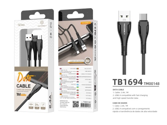 Usb Kabel Typ C 1M 2.4A Schwarz Usb Kabel Typ C 1M 2.4A Schwarz