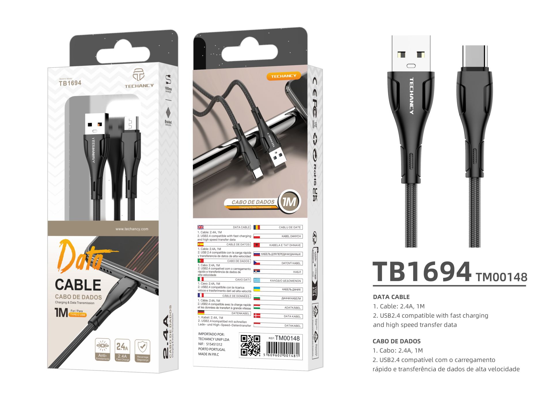 Usb Kabel Typ C 1M 2.4A Schwarz Usb Kabel Typ C 1M 2.4A Schwarz