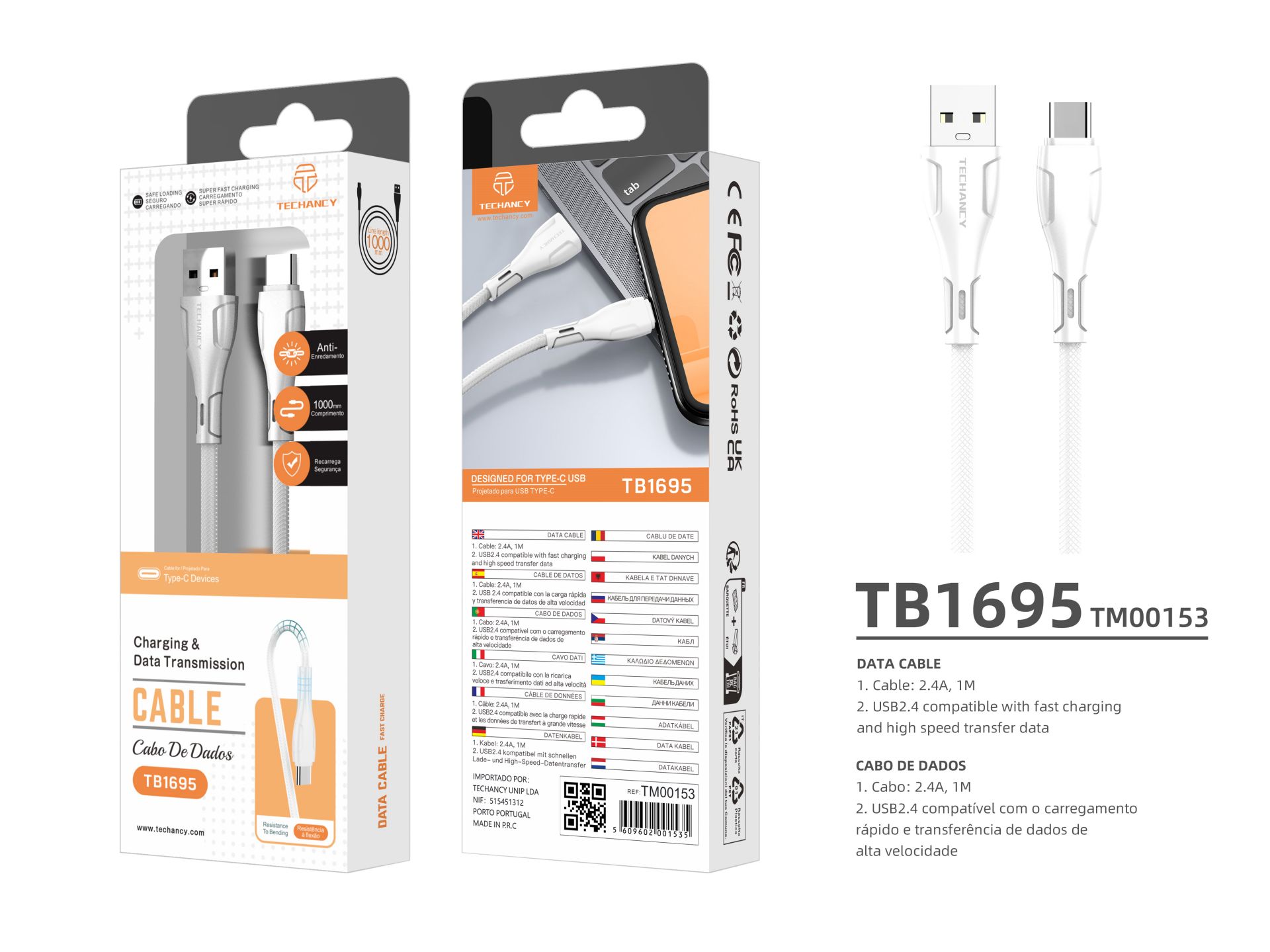 Usb Typ C Kabel 1M 2.4A Weiß Usb Typ C Kabel 1M 2.4A Weiß