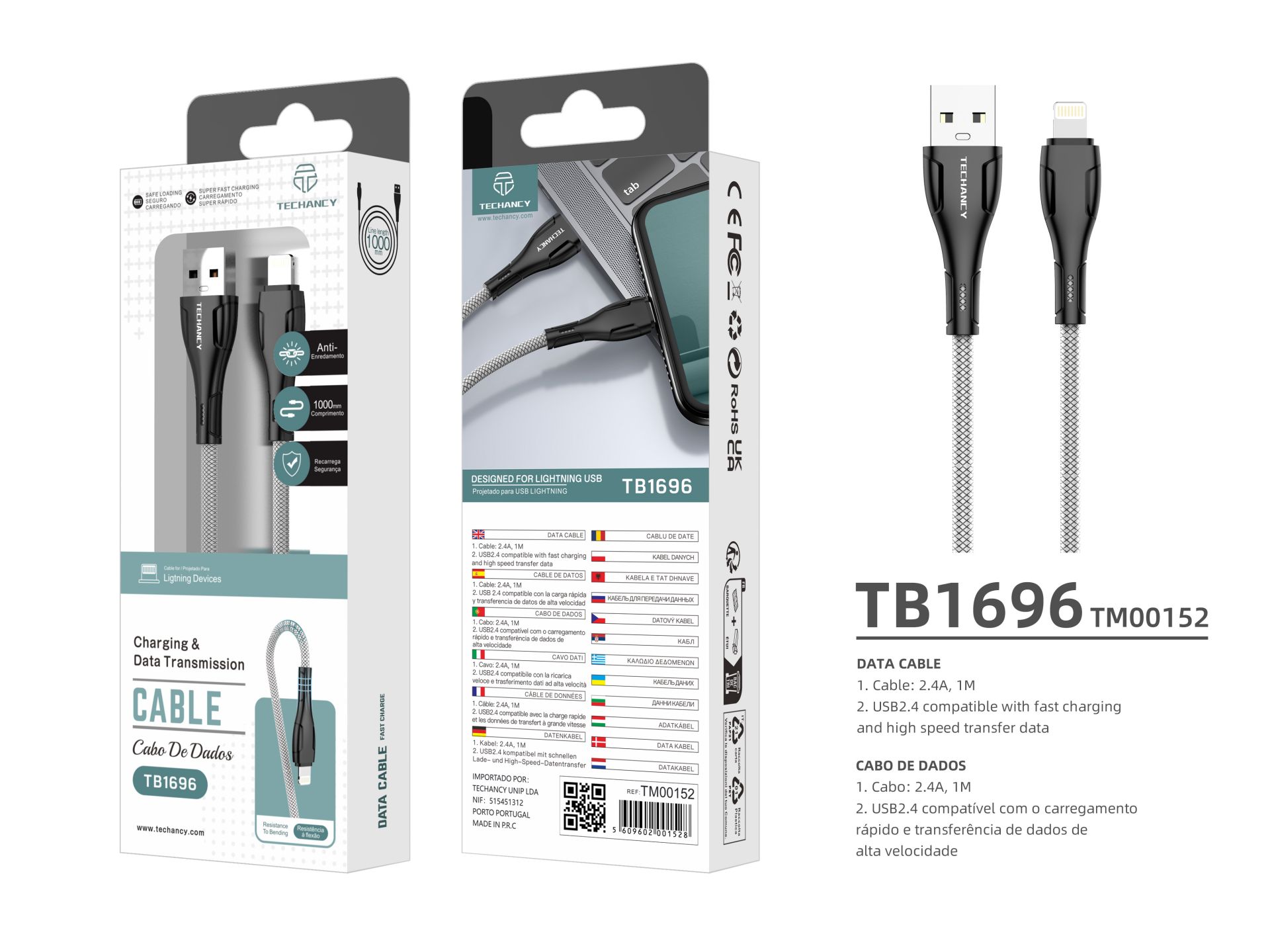 Usb Cable For Ip 7/8/Xs/11/12 1M 2.4A Black Usb Cable For Ip 7/8/Xs/11/12 1M 2.4A Black