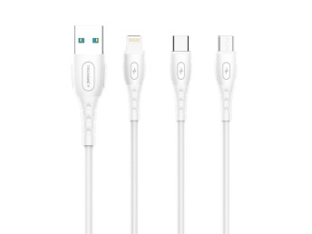 Usb Cable 3In1 Multiple Charging Cable 2.4 1M White