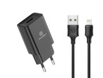 Wall Charger With Cable For Ip 2.4A 1Usb 1M Black