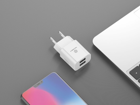 Caricatore da parete con doppia porta Usb 5V 2.4A Bianco Caricatore da parete con doppia porta Usb 5V 2.4A Bianco