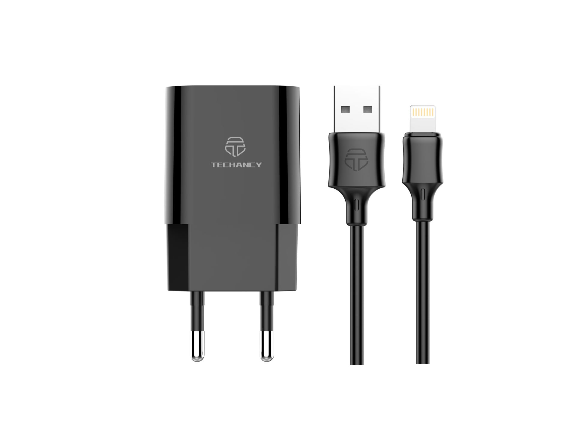 Carregador De Tomada Com Duplo Usb Portas E Cabo De Lightning Iphone  2.4A Preto