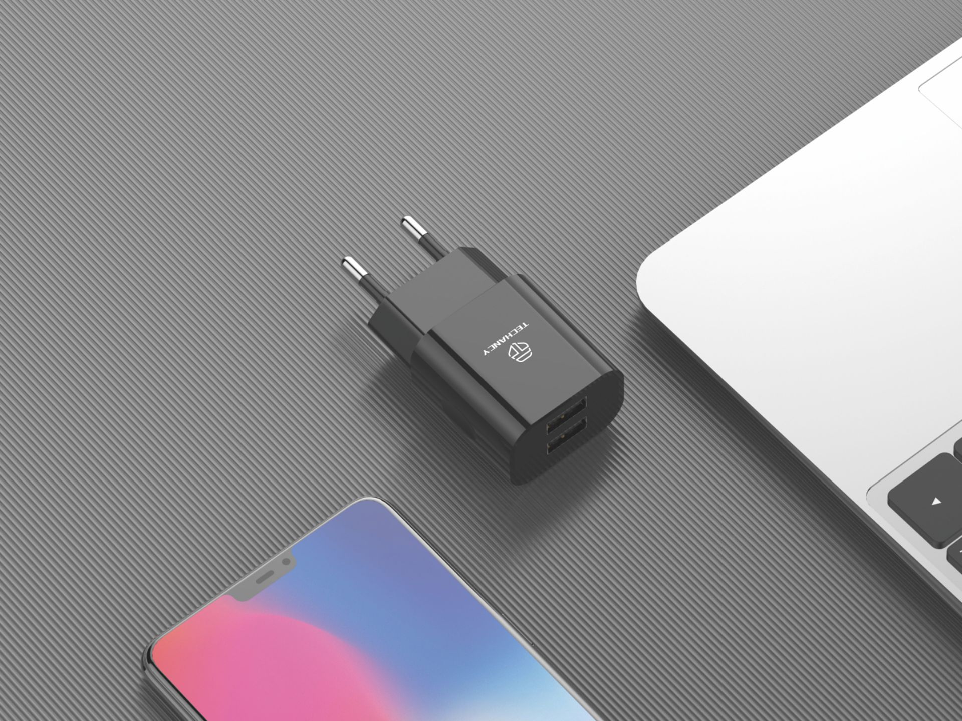 Wall Charger With Dual Usb Ports 5V 2.4A Black Wall Charger With Dual Usb Ports 5V 2.4A Black