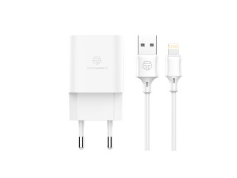 Wall Charger With Dual Usb Ports And Lightning Cable Iphone 1M 2.4A White