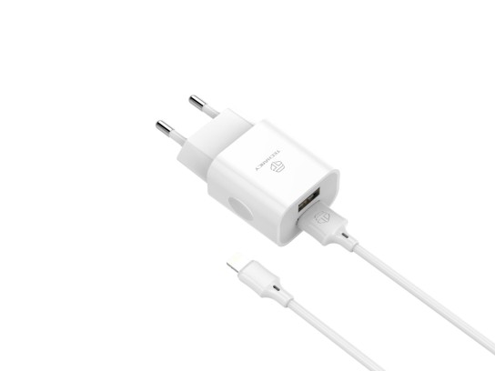 Wall Charger With Dual Usb Ports And Lightning Cable Iphone 1M 2.4A White