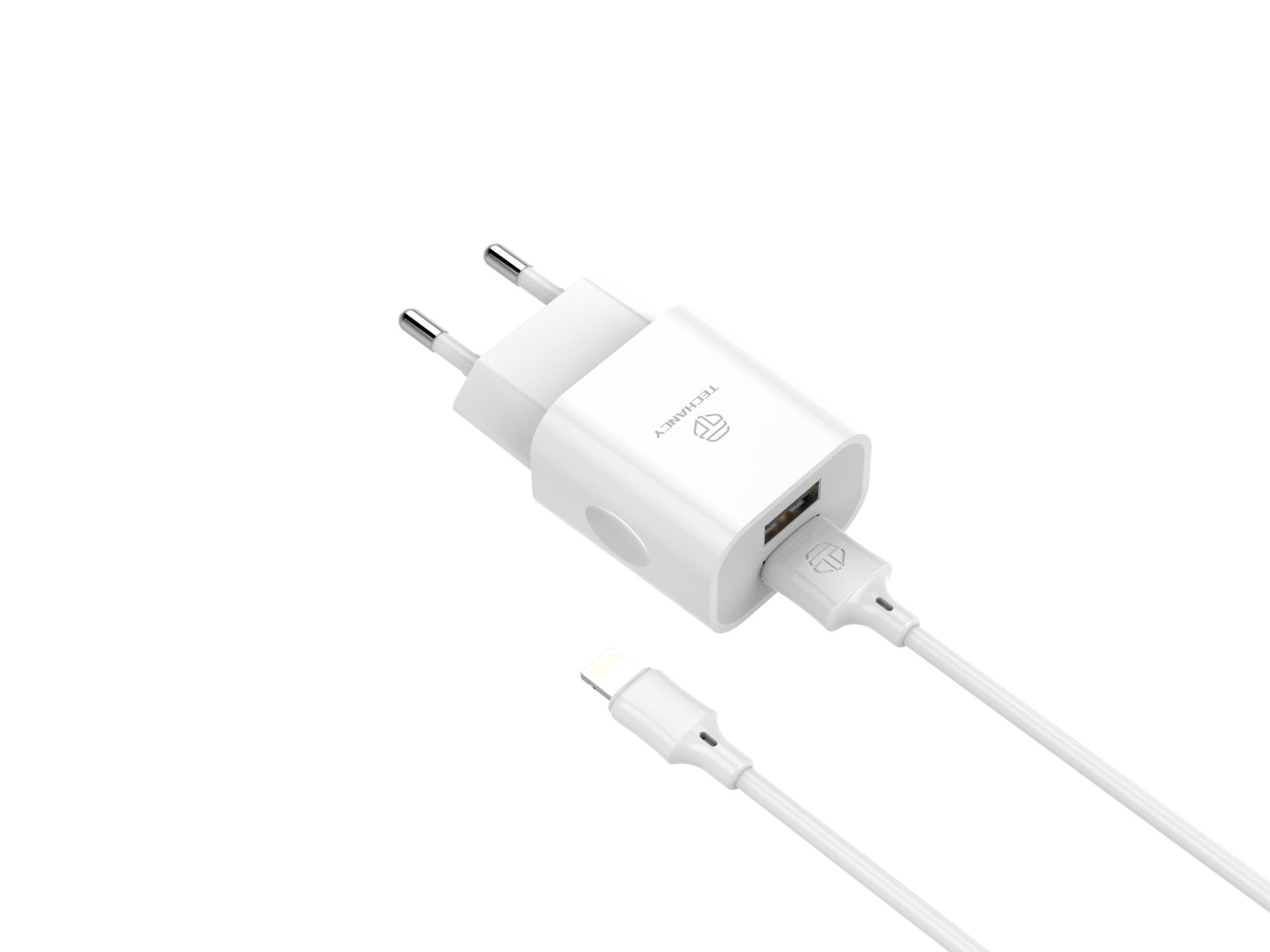 Wall Charger With Dual Usb Ports And Lightning Cable Iphone 1M 2.4A White