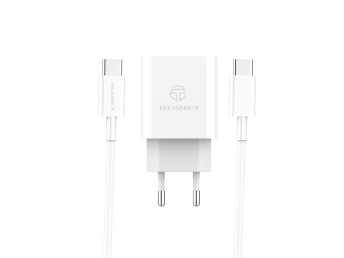 Chargeur Mural 20W Usb C Quick Charge Avec Cable Type-C Pd 60W 1M Blanc Blanc