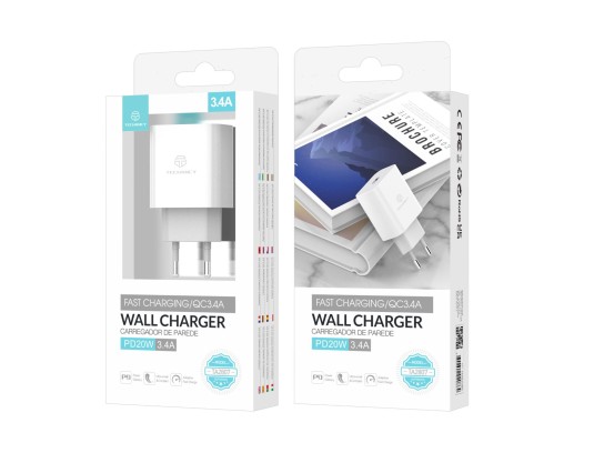 Cargador De Pared De Carga Rápida Usb C 20W Blanco Cargador De Pared De Carga Rápida Usb C 20W Blanco