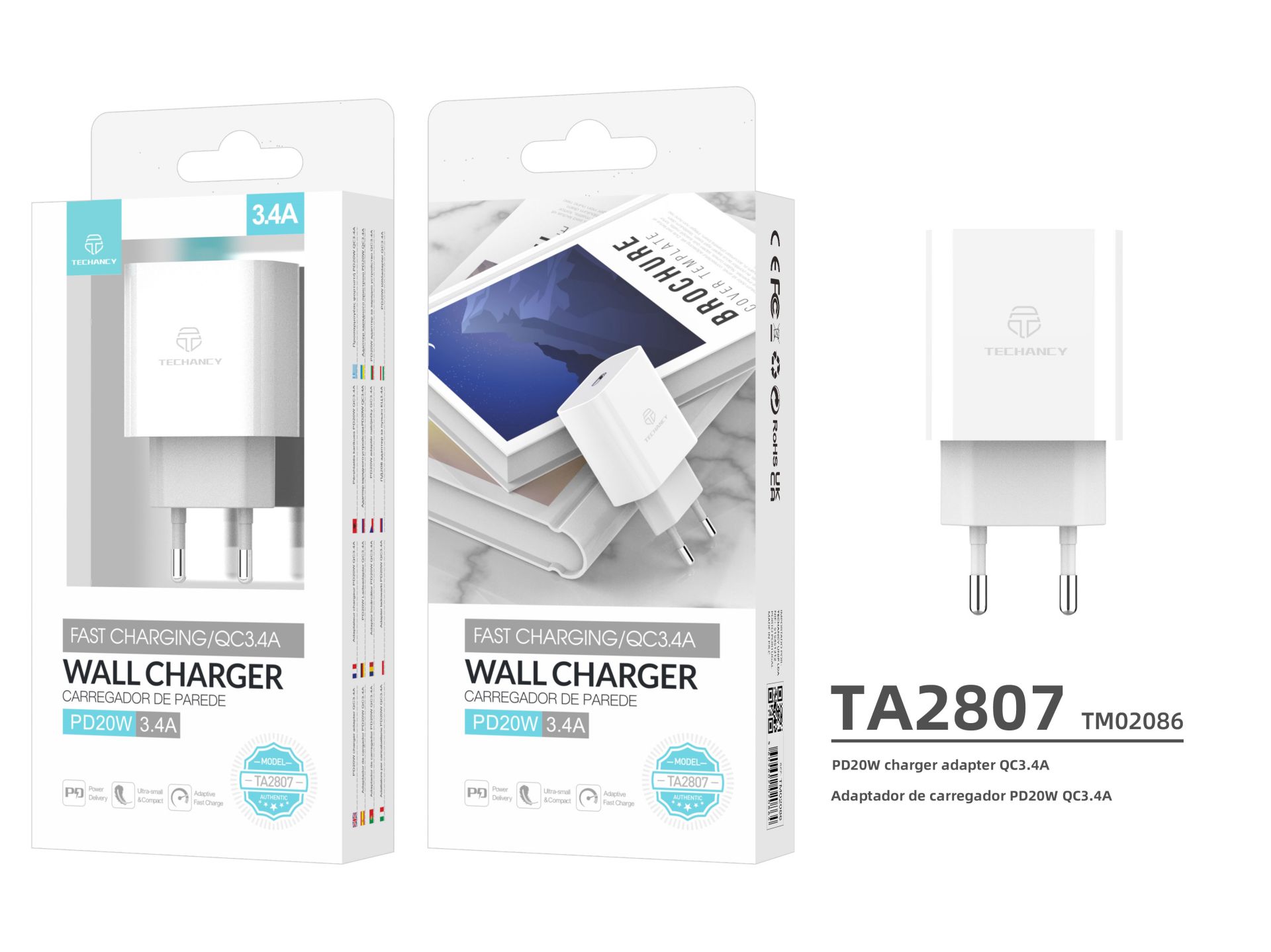 Cargador De Pared De Carga Rápida Usb C 20W Blanco Cargador De Pared De Carga Rápida Usb C 20W Blanco
