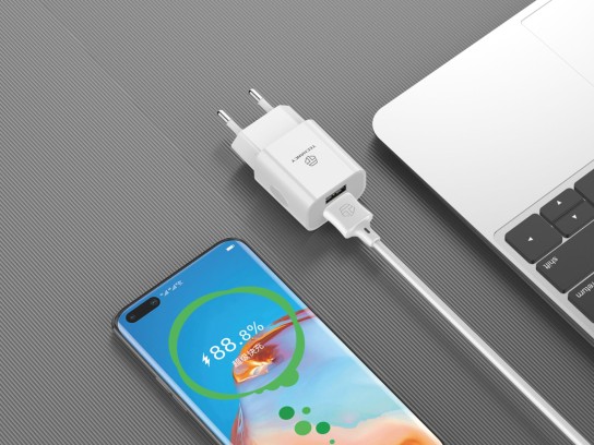 Carregador De Tomada Com Duplo Usb Portas E Cabo De Type-C 1M 2.4A Branco Carregador De Tomada Com Duplo Usb Portas E Cabo De Type-C 1M 2.4A Branco