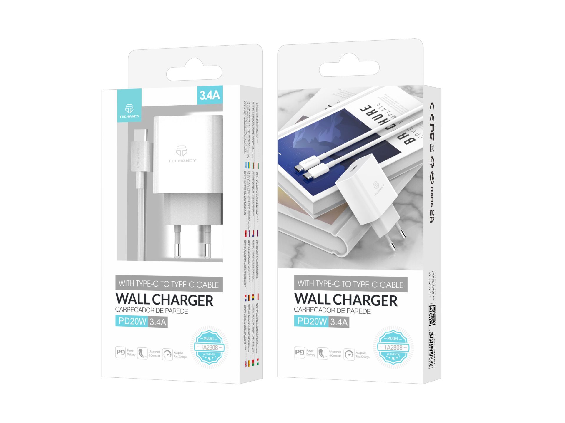 Wandladegerät 20W Usb C Schnellladung mit Typ-C Kabel Pd 60W 1M Weiß Wandladegerät 20W Usb C Schnellladung mit Typ-C Kabel Pd 60W 1M Weiß