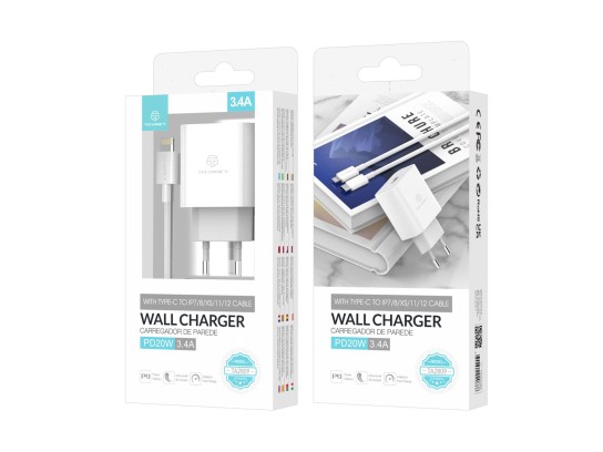 Carregador De Carregamento Rapido Usb C 20W Com Cabo Ip Pd 20W 1M Branco Carregador De Carregamento Rapido Usb C 20W Com Cabo Ip Pd 20W 1M Branco
