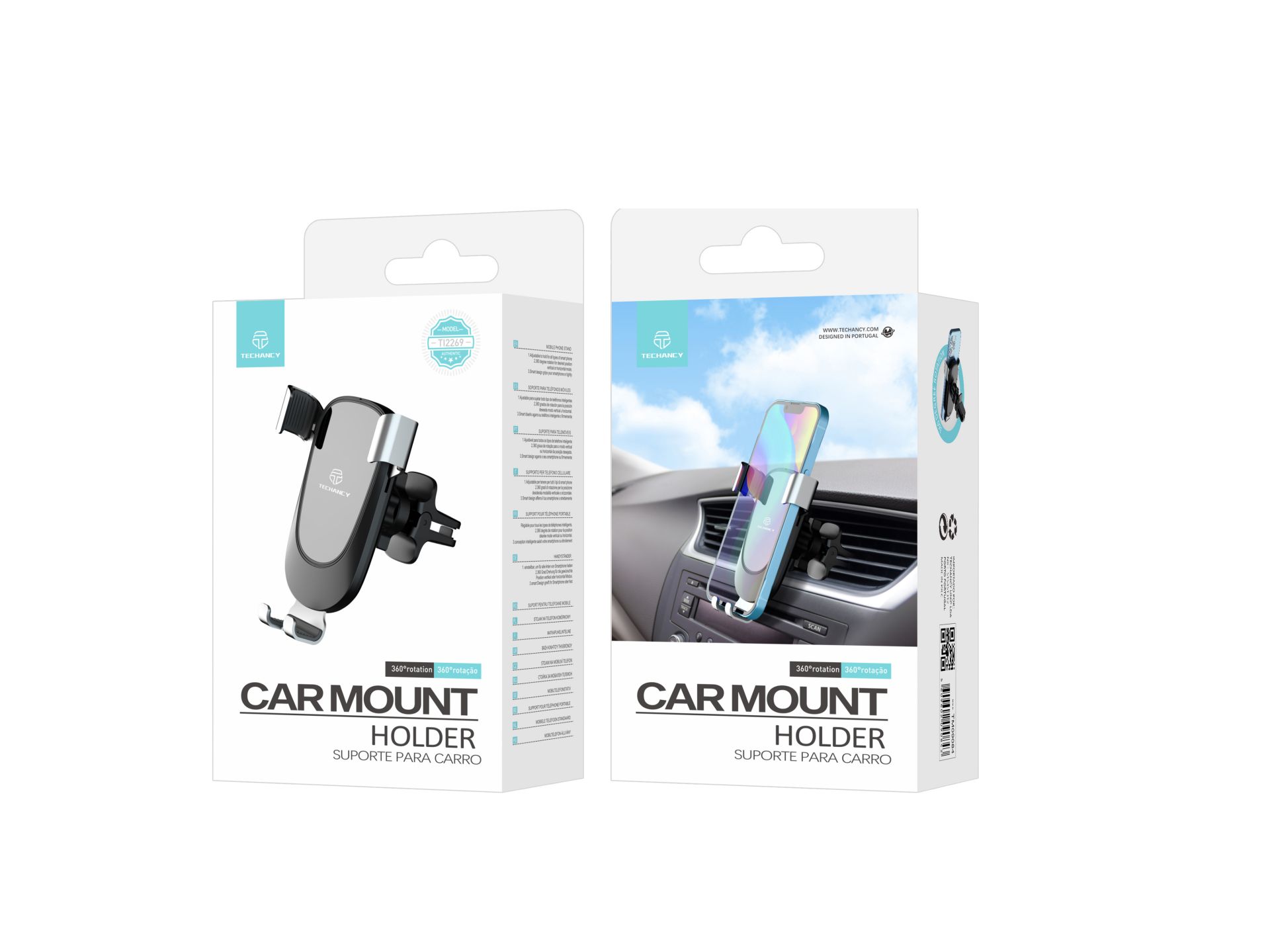 Supporto mobile per auto di gravità con gancio metallico per la ventilazione nero Supporto mobile per auto di gravità con gancio metallico per la ventilazione nero