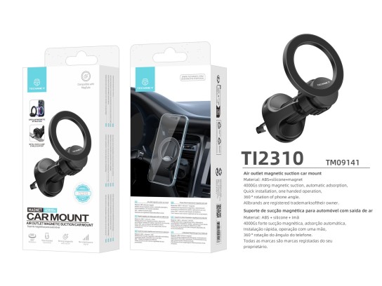 Techancy supporto auto con Magsafe, supporto auto mobile per griglia di ventilazione nero