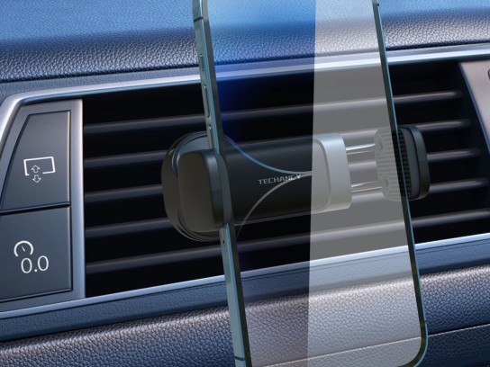 Techancy Mobile Car Holder, bocchetta d'aria con clip stabile aggiornata e rotazione a 360� Nero