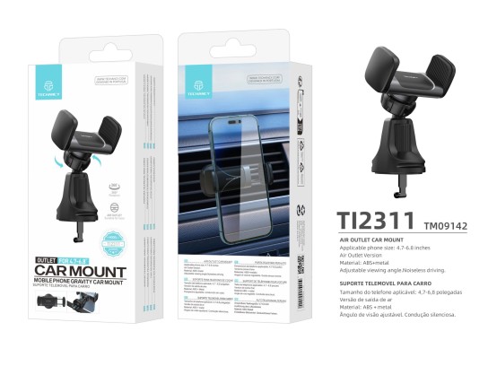 Techancy Mobile Car Holder, bocchetta d'aria con clip stabile aggiornata e rotazione a 360� Nero