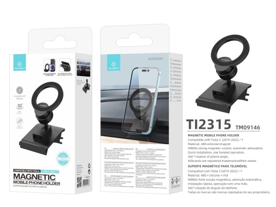 Portacellulare magnetico Magsafe compatibile con Tesla Model 3 2019-2022/Y Nero Portacellulare magnetico Magsafe compatibile con Tesla Model 3 2019-2022/Y Nero