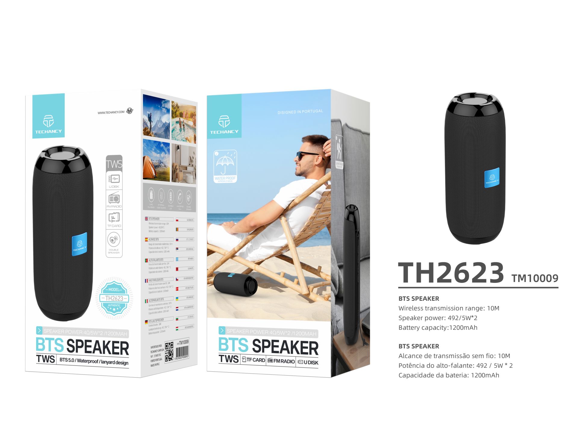 Techancy 617 Portable Wireless Speaker With Bluetooth And Integrated Battery Black Techancy 617 Portable Wireless Speaker With Bluetooth And Integrated Battery Black