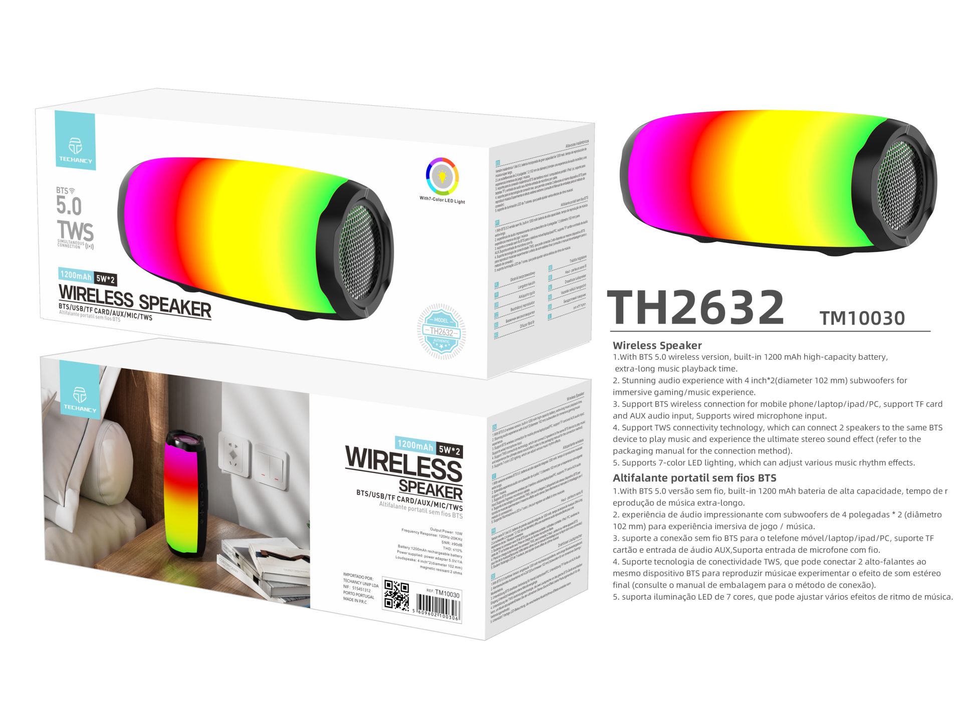 Techancy T36 Portable Wireless Speaker With Bluetooth And Integrated Battery Black Techancy T36 Portable Wireless Speaker With Bluetooth And Integrated Battery Black