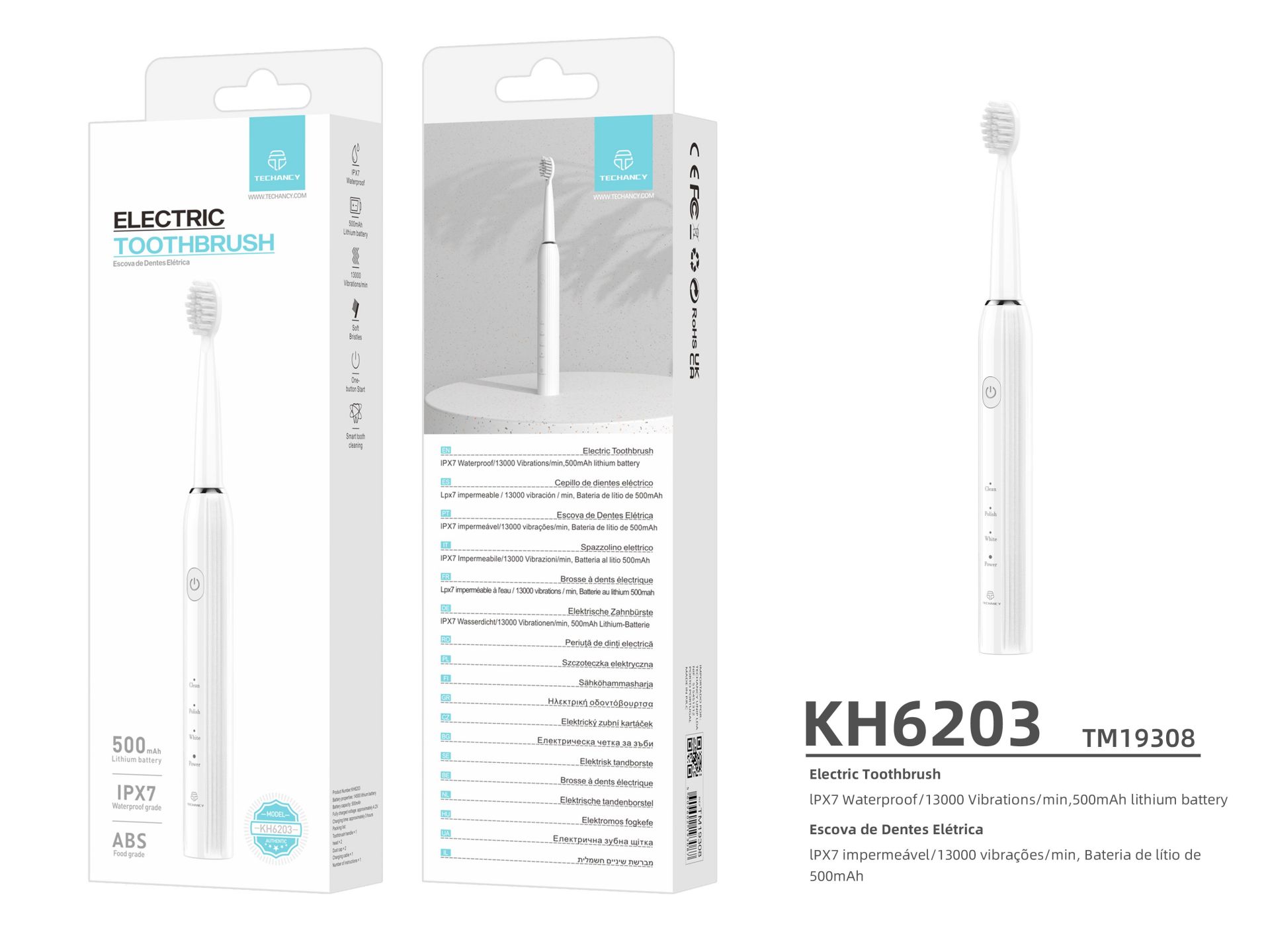 Rechargeable Electric Toothbrush White Rechargeable Electric Toothbrush White