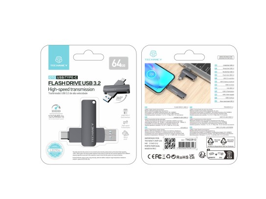 Techancy Flash-Laufwerk 64Gbusb 3.2 Dual Anschl�sse Typ-C und Typ-A