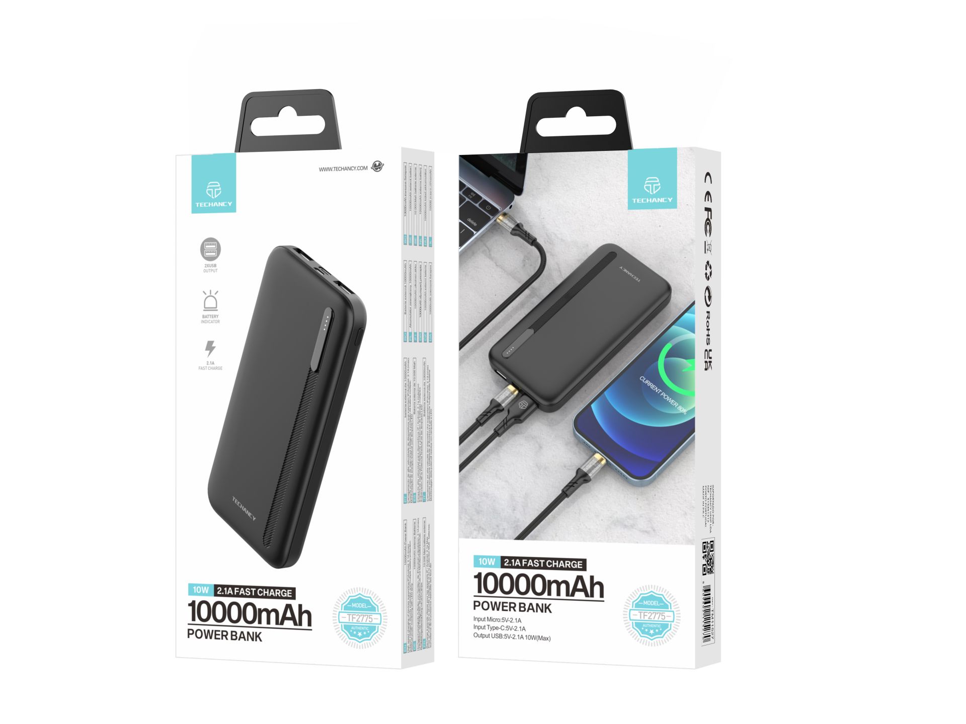P7 Power Bank 10000Mah 10W Schnellladeger�t Schwarz