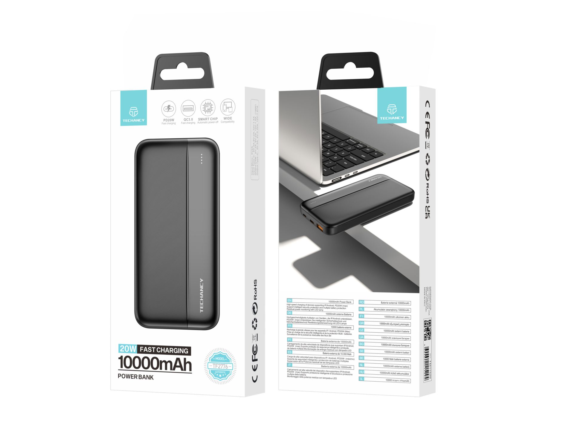 Power Bank 10000Mah Avec Câble Chargeur Rapide Noir Power Bank 10000Mah Avec Câble Chargeur Rapide Noir