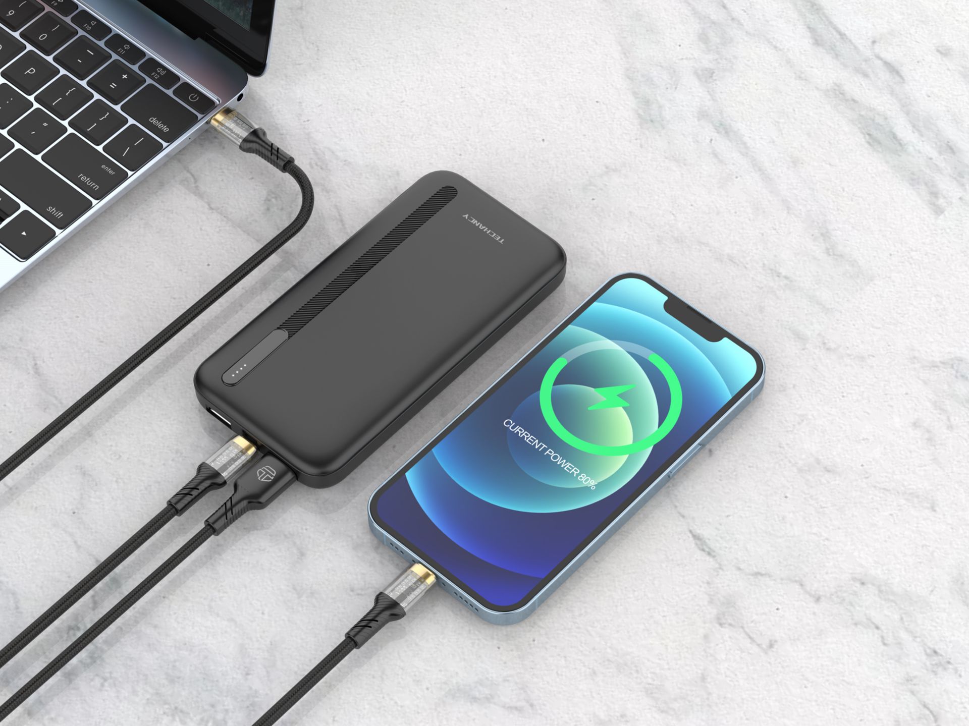 P7 Power Bank 10000Mah 10W Schnellladeger�t Schwarz