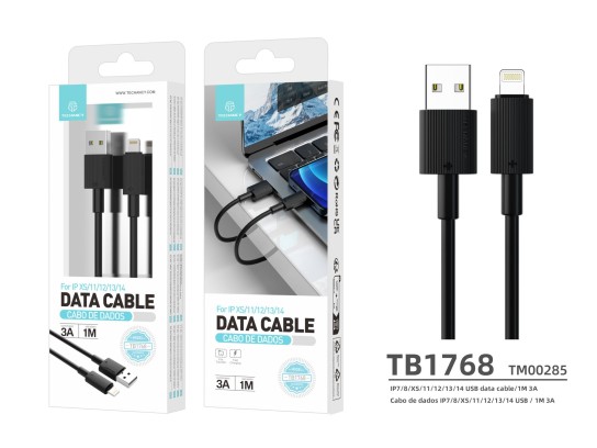 Lightning-Schnellladekabel 3A 1M Schwarz