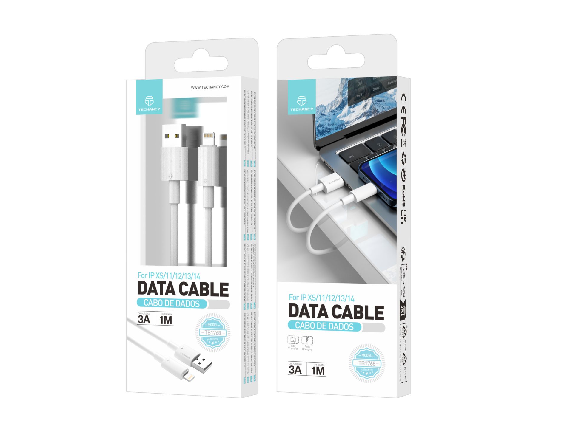 Lightning-Schnellladekabel 3A 1M Wei�