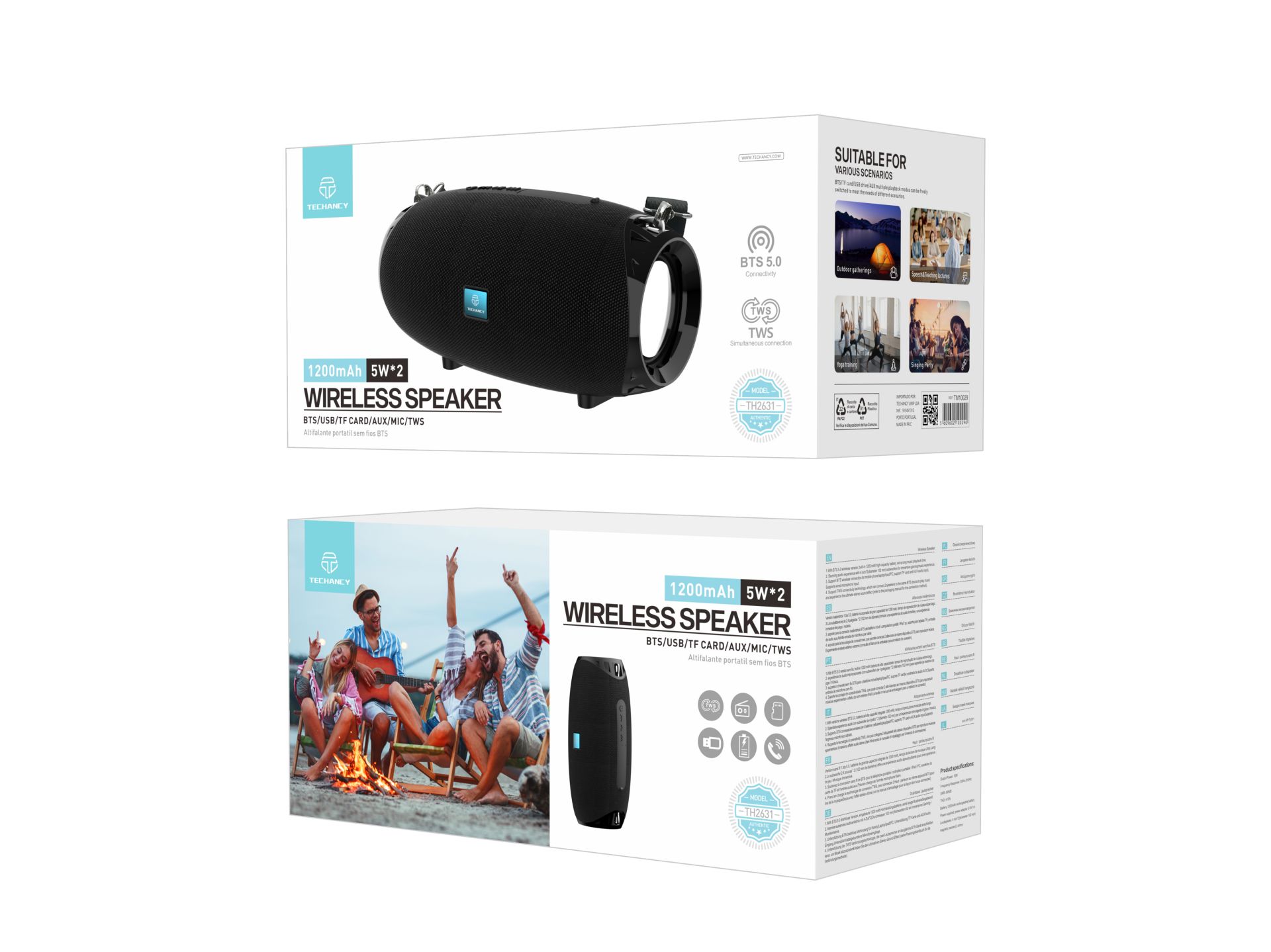 Techancy T534 Portable Wireless Speaker With Bluetooth And Integrated Battery Black Techancy T534 Portable Wireless Speaker With Bluetooth And Integrated Battery Black