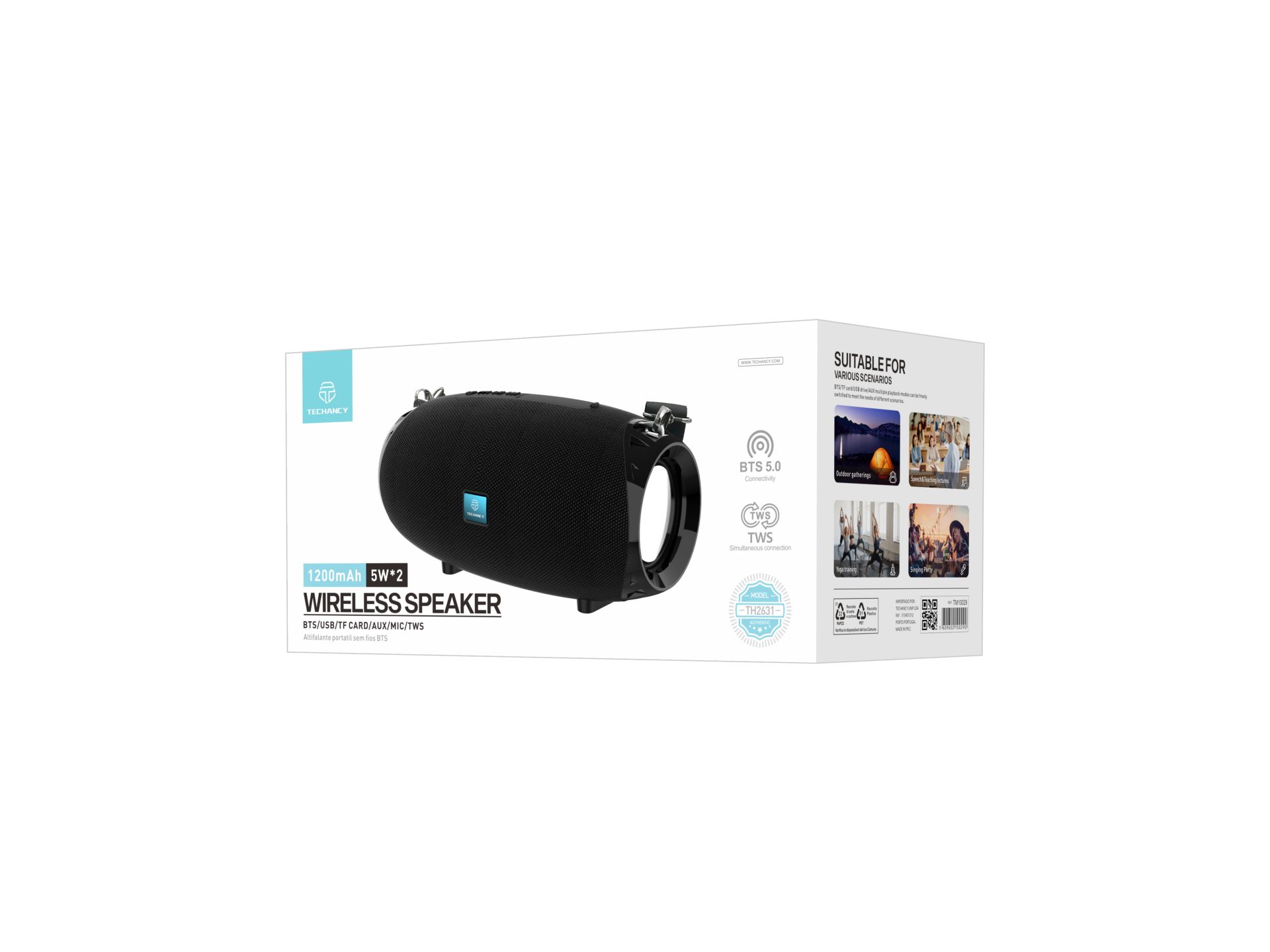 Techancy T534 Portable Wireless Speaker With Bluetooth And Integrated Battery Black Techancy T534 Portable Wireless Speaker With Bluetooth And Integrated Battery Black