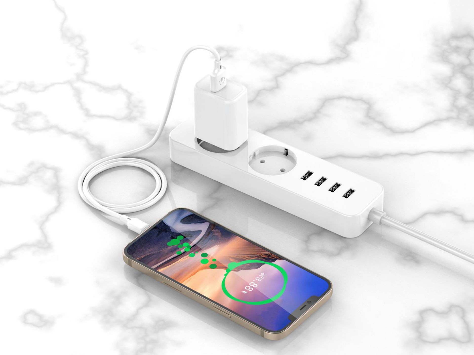 Techancy Cabo De Dados Em Pvc 3M Micro Usb Branco 2.4A Techancy Cabo De Dados Em Pvc 3M Micro Usb Branco 2.4A