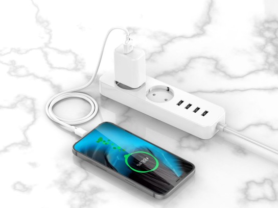 Techancy Pvc Cable de Datos 3M Usb C Blanco 2.4A Techancy Pvc Cable de Datos 3M Usb C Blanco 2.4A