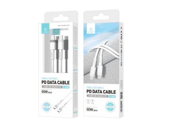 Techancy J27 Pd Flash Charging Cable Usb-C To Usb-C White 60W 1.5M Techancy J27 Pd Flash Charging Cable Usb-C To Usb-C White 60W 1.5M