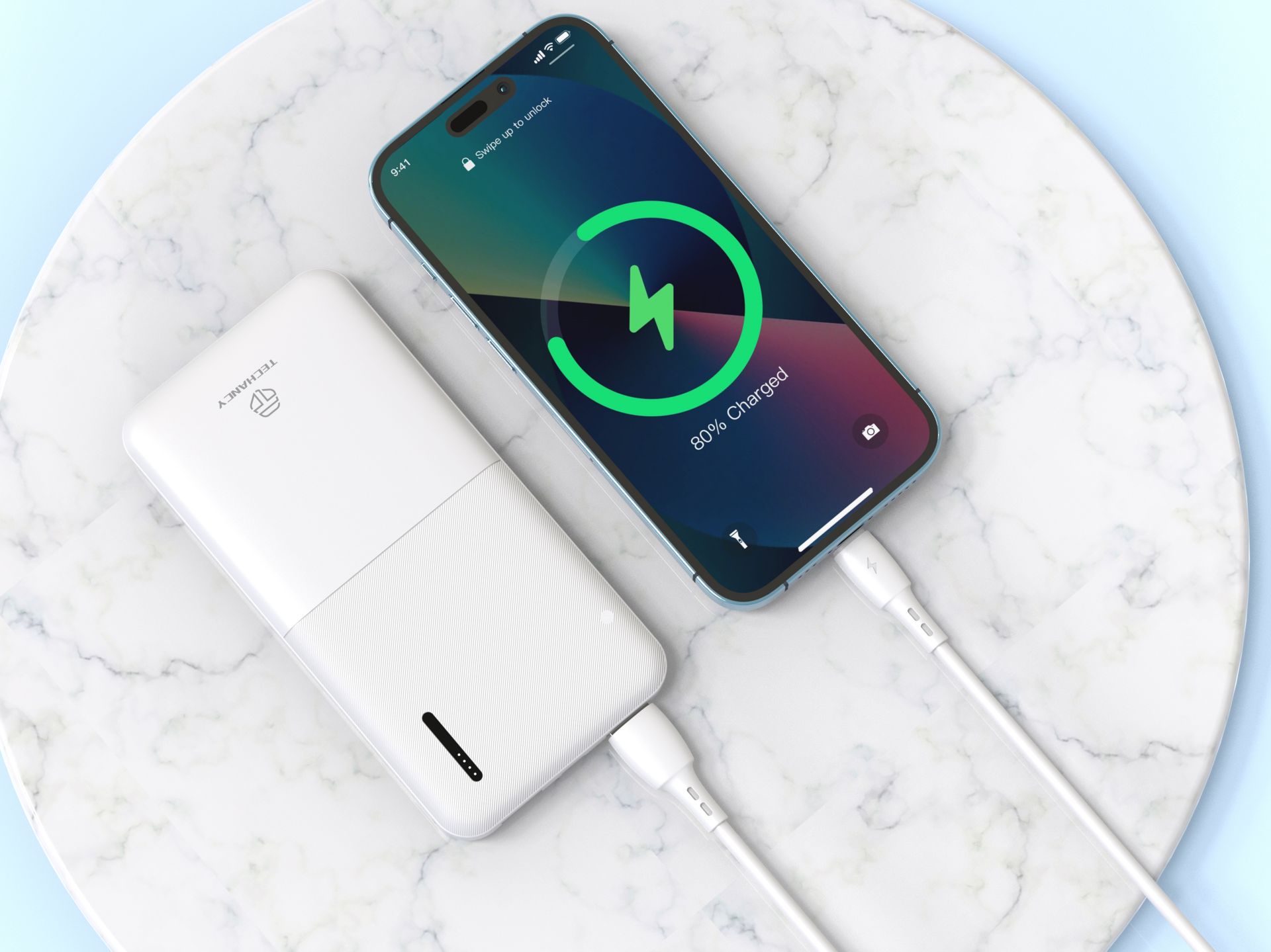 Techancy Lightning  Cable Compatible With Iphone Short 30cm, Fast Charging 2.4A White