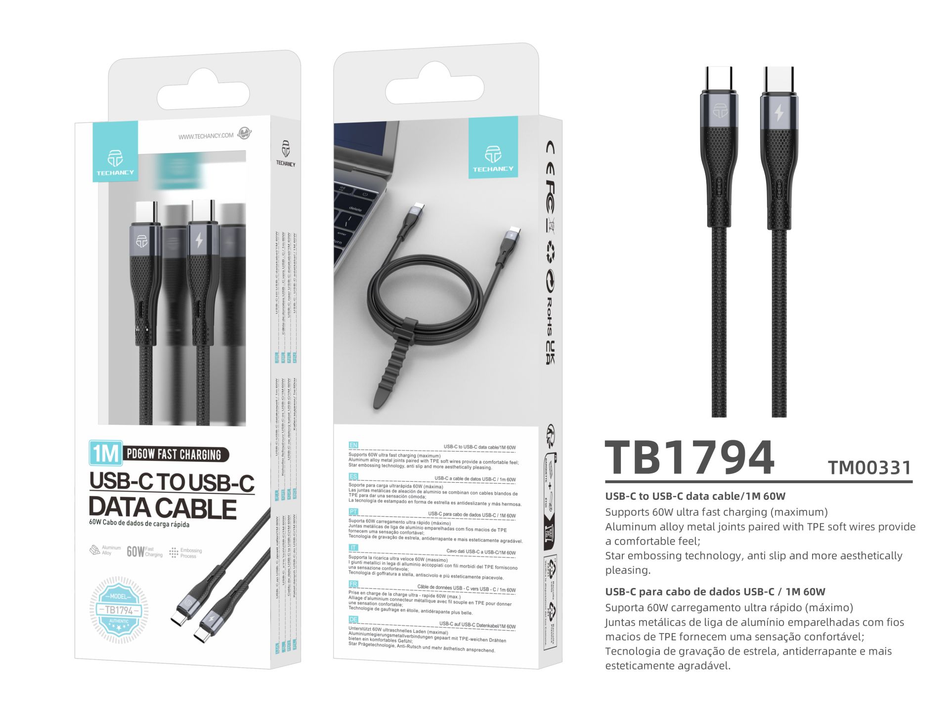 Techancy Usb C zu Usb C Kabel 60W Pd 3.0, Typ C Schnellladekabel Kompatibel mit Iphone 15 Plus Pro M Techancy Usb C zu Usb C Kabel 60W Pd 3.0, Typ C Schnellladekabel Kompatibel mit Iphone 15 Plus Pro M