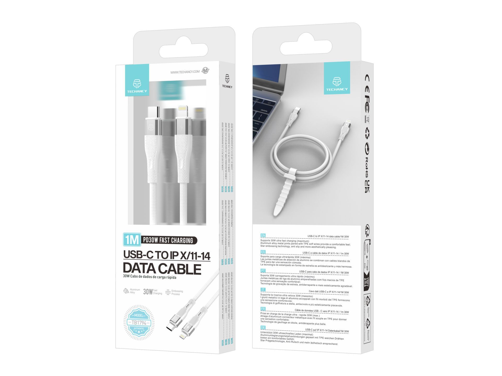 Techancy Usb C To Lightning Cable , Compatible With Iphone 14 Plus/14 Pro/13/12 Pro/11, Ipad Pro 12.