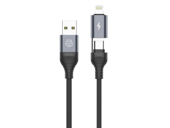 Techancy USB A a USB C y cable Lightning 2 en 1, para Iphone 15 Samsung Xiaomi 3.1A 1M Negro