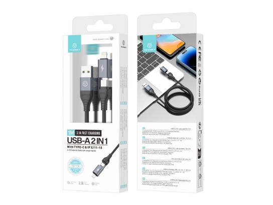 Techancy Cabo Usb A Para Usb C E Lightning 2 Em 1 ,Para Iphone 15 Samsung Xiaomi 3.1A 1M Preto Techancy Cabo Usb A Para Usb C E Lightning 2 Em 1 ,Para Iphone 15 Samsung Xiaomi 3.1A 1M Preto
