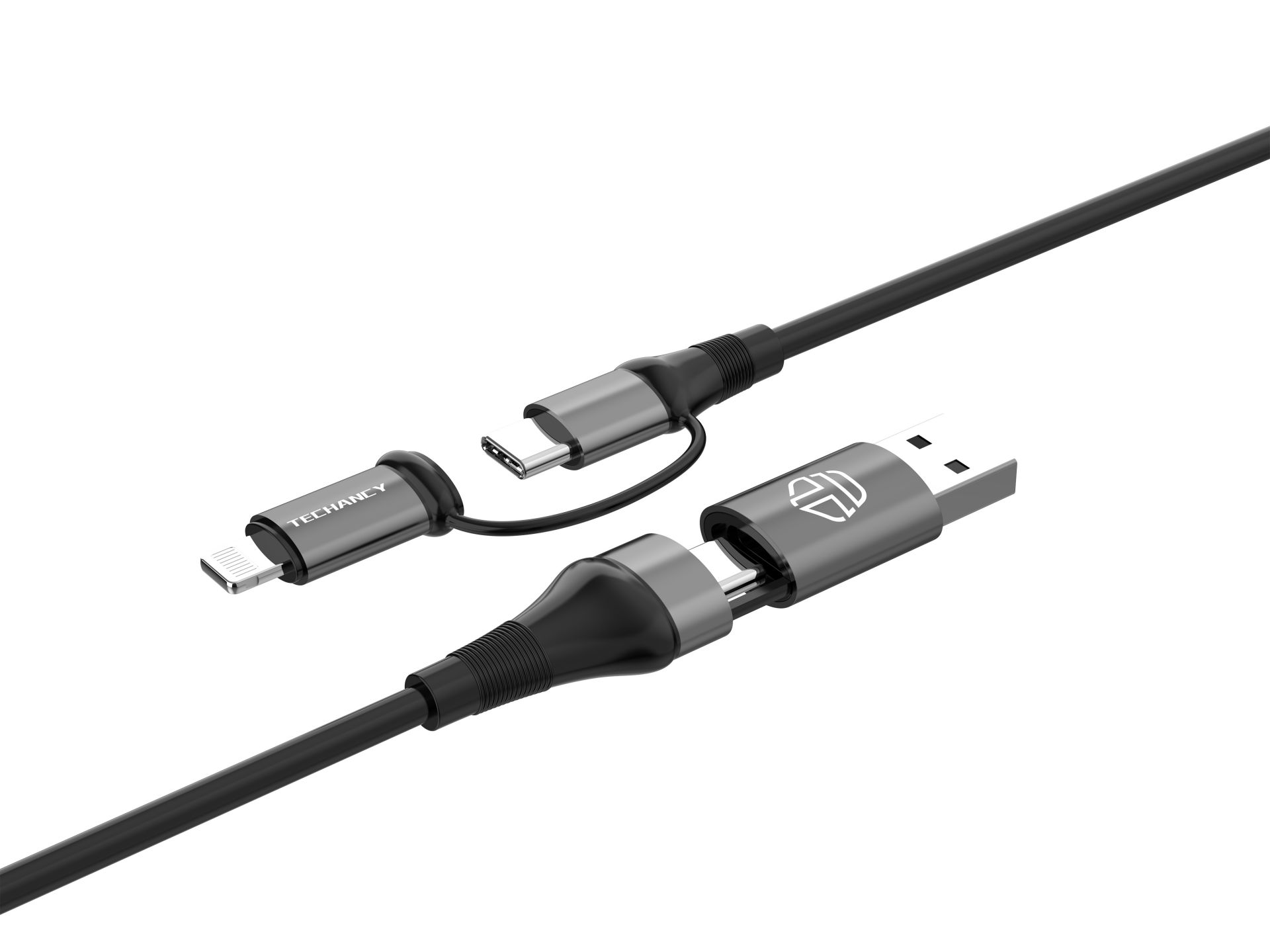 Techancy Lightning Usb C Cable 4 In 1 Multiple Charging Cable - Pd60W Usb A/Usb C To Usb C /Lightnin
