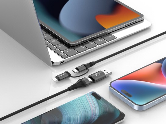 Techancy Lightning Usb C Cable 4 In 1 Multiple Charging Cable - Pd60W Usb A/Usb C To Usb C /Lightnin