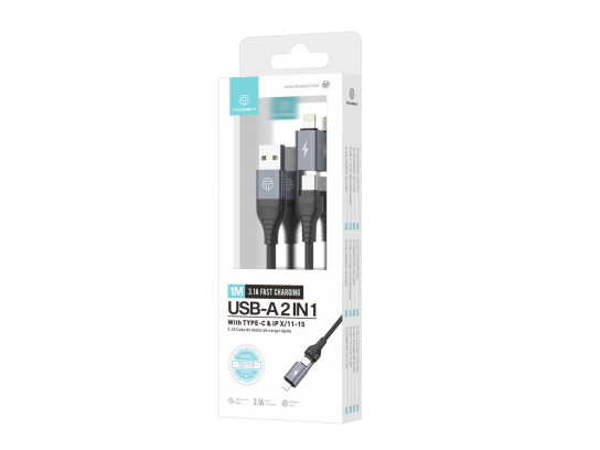 Techancy Cabo Usb A Para Usb C E Lightning 2 Em 1 ,Para Iphone 15 Samsung Xiaomi 3.1A 1M Preto Techancy Cabo Usb A Para Usb C E Lightning 2 Em 1 ,Para Iphone 15 Samsung Xiaomi 3.1A 1M Preto