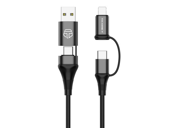 Techancy Lightning Usb C Cable 4 In 1 Multiple Charging Cable - Pd60W Usb A/Usb C To Usb C /Lightnin
