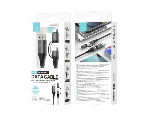 Techancy Lightning Usb C Cable 4 In 1 Multiple Charging Cable - Pd60W Usb A/Usb C To Usb C /Lightnin