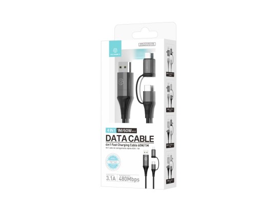 Techancy Lightning Usb C Cable 4 In 1 Multiple Charging Cable - Pd60W Usb A/Usb C To Usb C /Lightnin