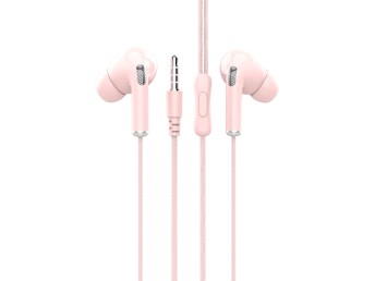 Techancy Headphones Macaron 3Geracao 3.5Mm Wire Control 1.2M Pink