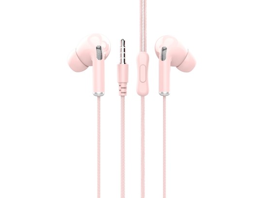 Techancy Auriculares Macaron 3Geracao 3.5Mm Wire Control 1.2M Rosa